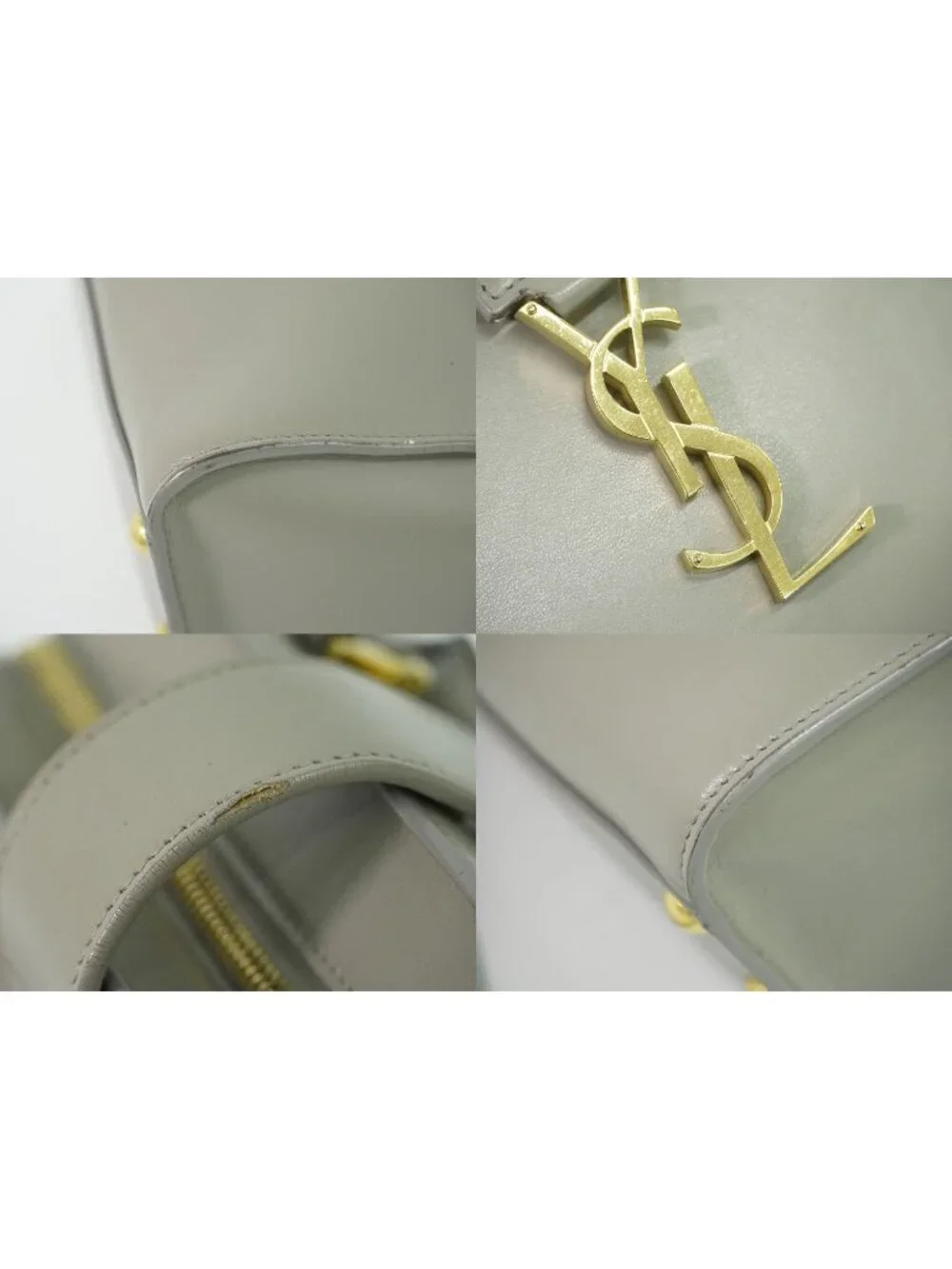 Saint Laurent YSL Baby Cabas 2-Way Shoulder Bag Pochette Leather Gray